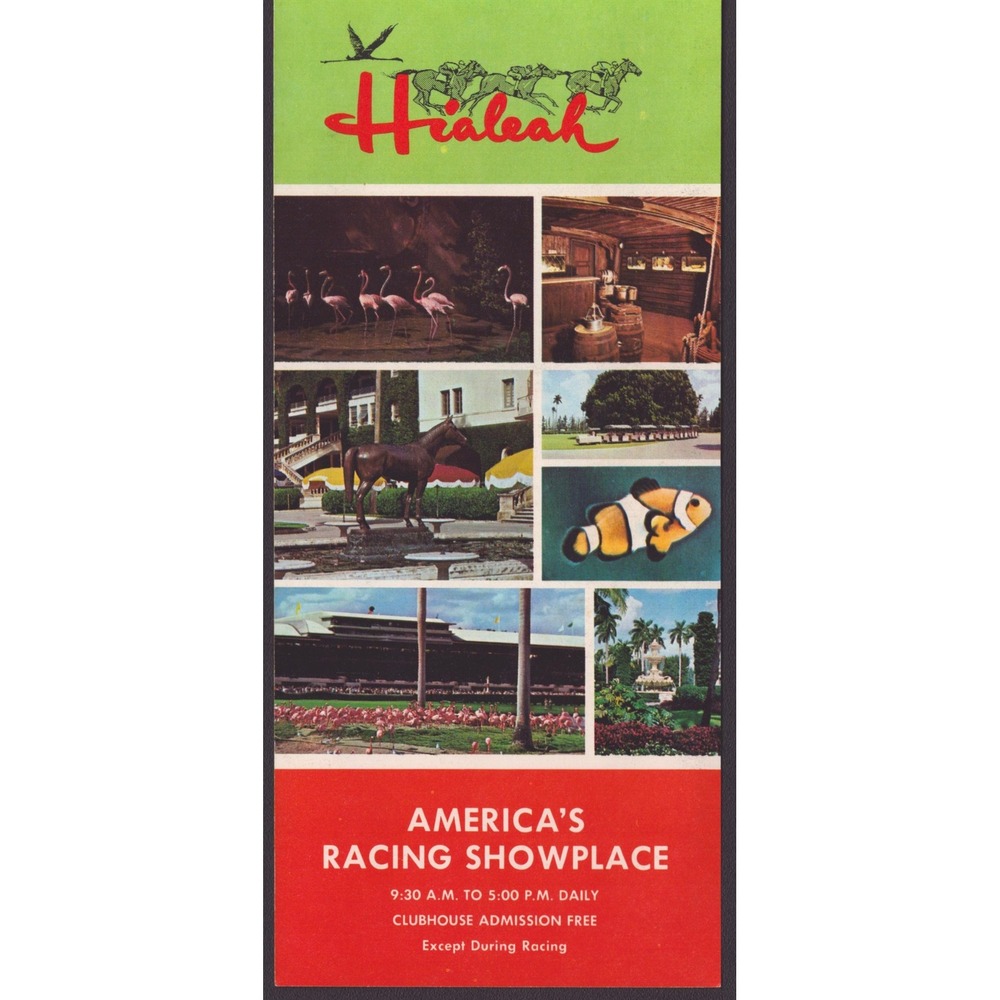 Vintage Hialeah Park Florida Racing Showplace Travel Brochure Map Flamingo VG+ - Picture 1 of 2